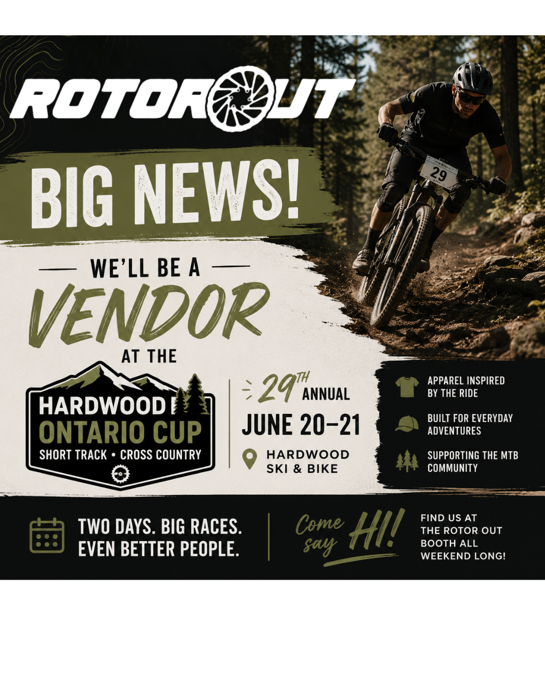 Rotor Out will officially be a vendor at the 29th Annual Hardwood Ontario Cup Short Track &amp; Cross Country Race on June 20–21!